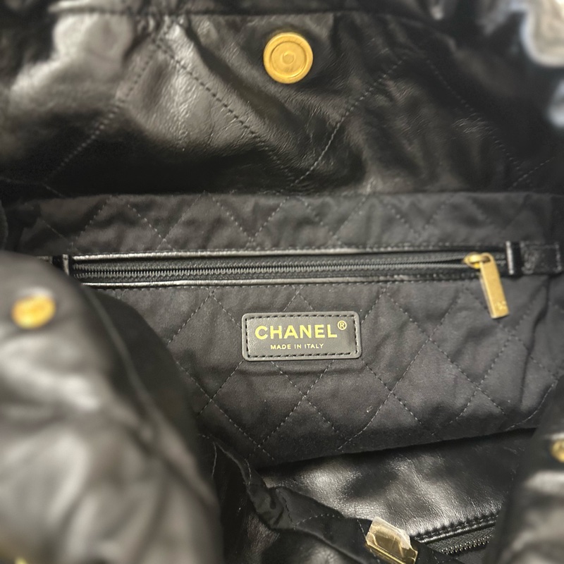 香奈兒22bag晶片款斜挎包 黑色牛皮｜專櫃購入｜晶片款｜雷射刻印-14