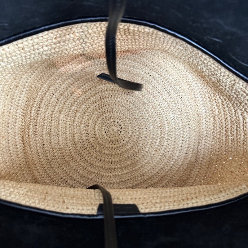 CELINE 黑金草編拼皮手提肩背斜背菜籃子包25*31*26 98新配件塵袋-2