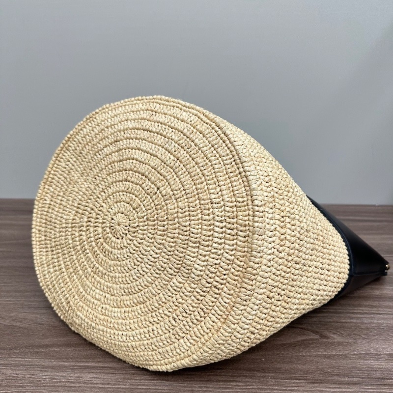 CELINE 黑金草編拼皮手提肩背斜背菜籃子包25*31*26 98新配件塵袋-5