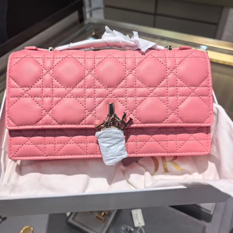Dior Miss Dior 粉色鏈條包 小號羊皮24*14*7.5cm 全新閒置配件盒子塵袋-1