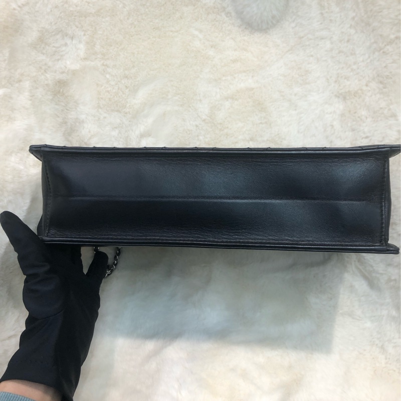 Chanel 黑銀菱格信封袋 單肩 XC307-4