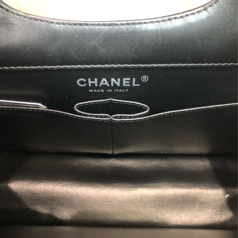 Chanel 黑銀菱格信封袋 單肩 XC307-8