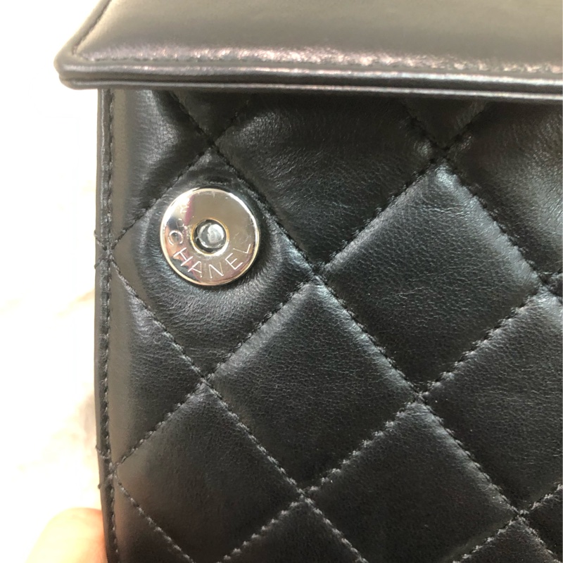 Chanel 黑銀菱格信封袋 單肩 XC307-14
