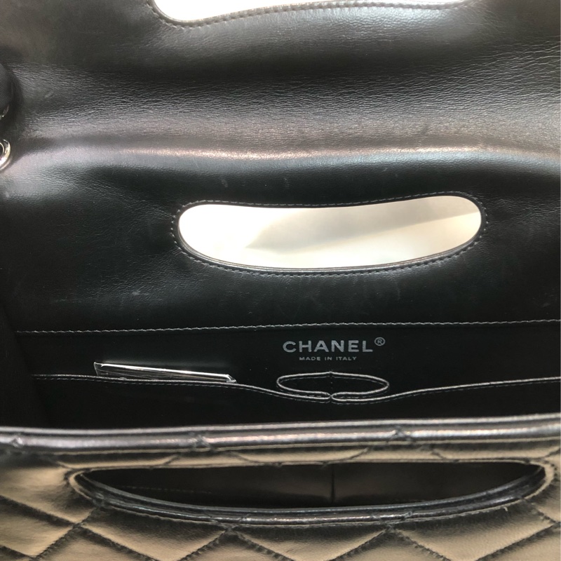 Chanel 黑銀菱格信封袋 單肩 XC307-21