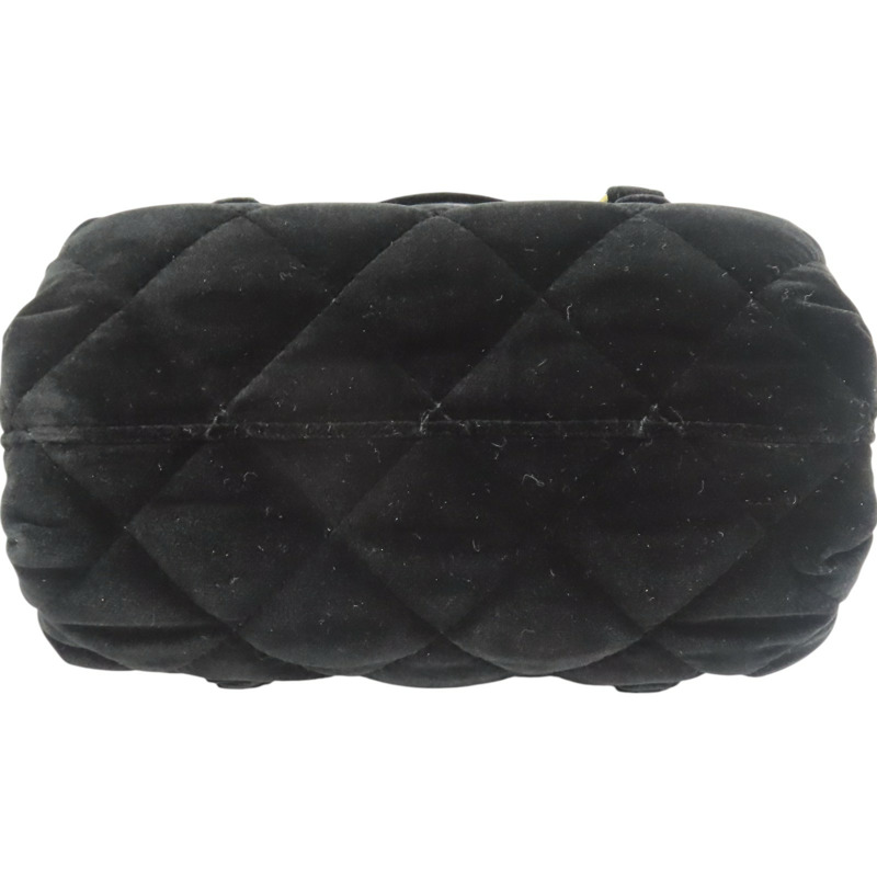 黑色絨布 圓桶 肩背包【CHANEL 香奈兒】-3