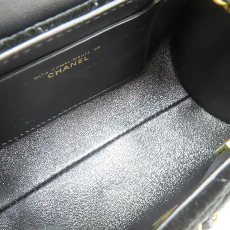 黑色絨布 圓桶 肩背包【CHANEL 香奈兒】-4