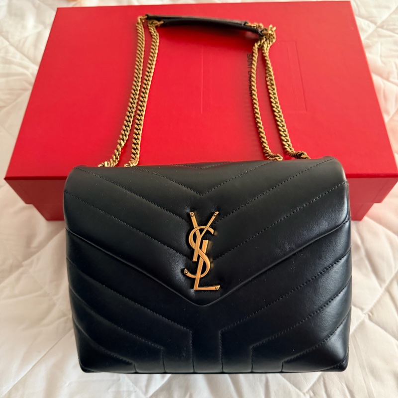 YSL 絎縫皮革鍊帶肩背包-0