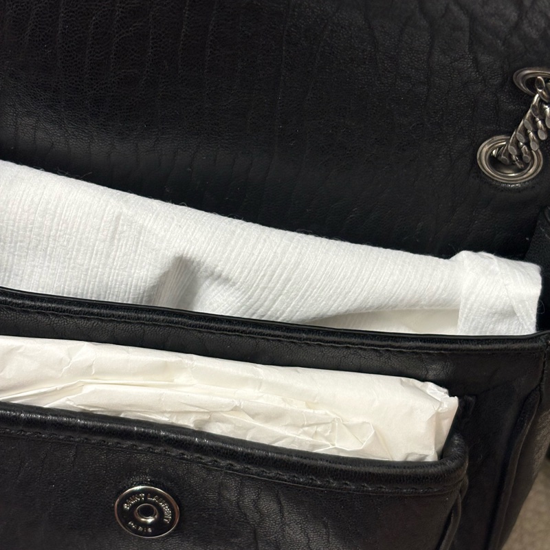 YSL Niki mini 黑色壓紋 新款 盒裝 黑銀-7