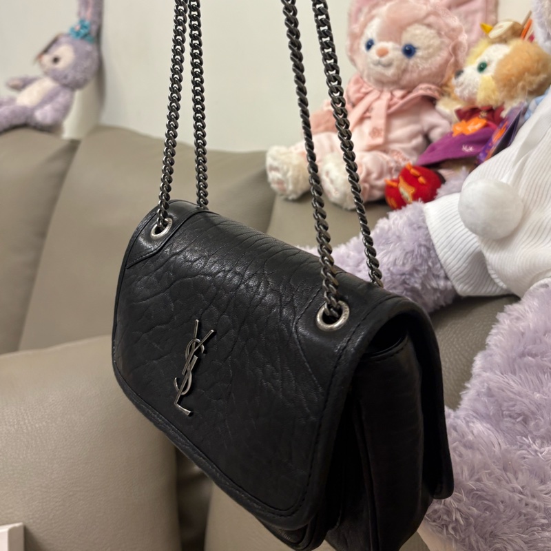 YSL Niki mini 黑色壓紋 新款 盒裝 黑銀-9