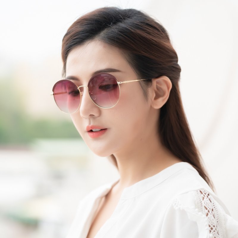 LONGCHAMP 太陽眼鏡(紫配金色)-4