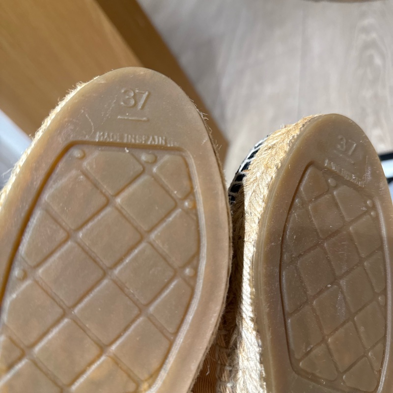 Chanel 膚色布面草編鞋37號-9
