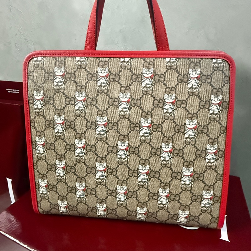 Gucci 童包 貓咪滿版-1