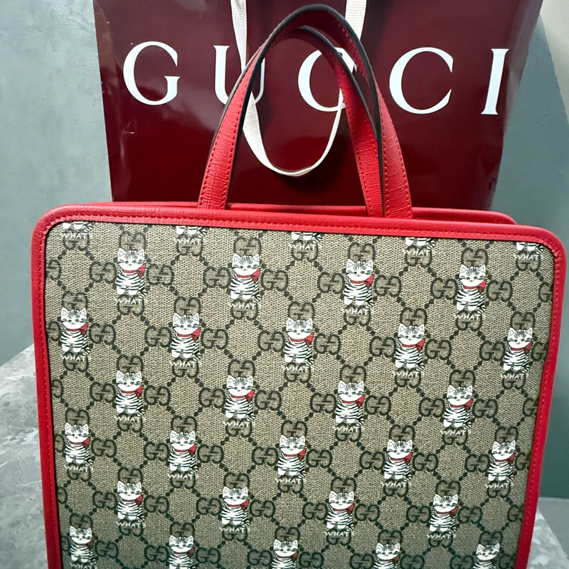 Gucci 童包 貓咪滿版-6