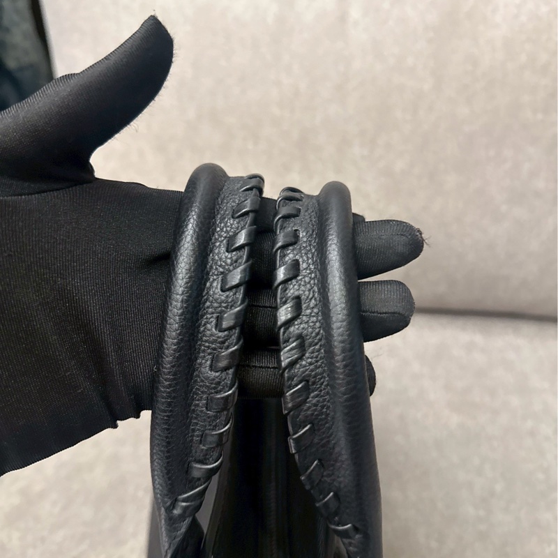 巴黎世家黑色牛皮機車包-6