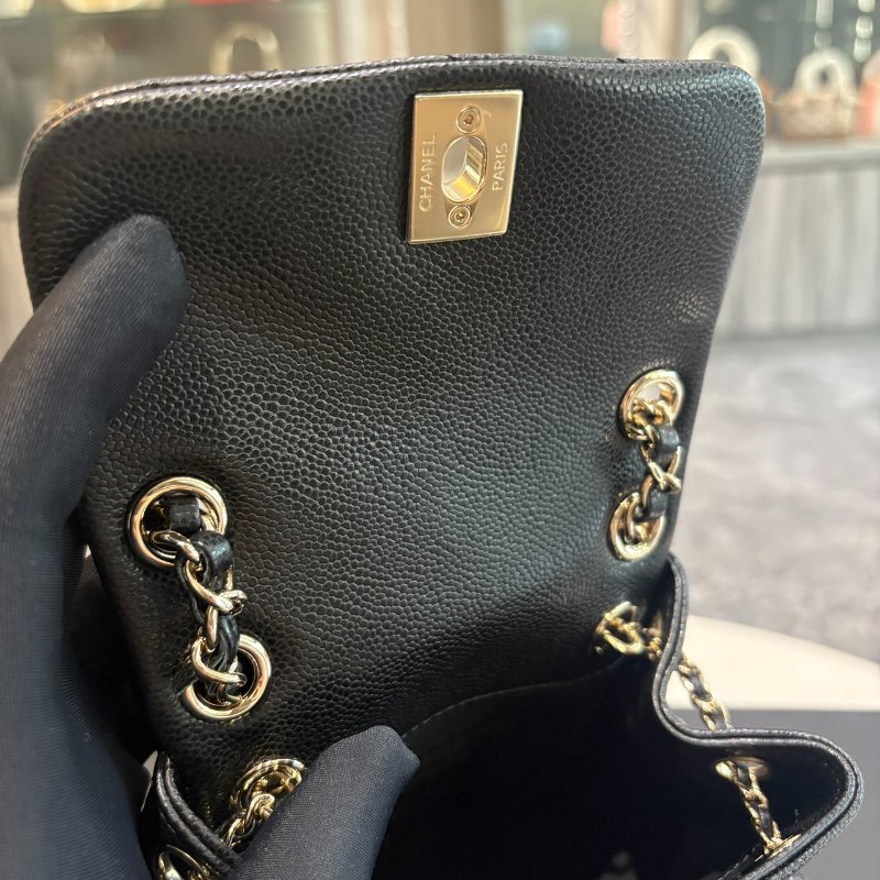 *SHIHNA名牌精品* CHANEL Duma 牛皮雙口黑金 小青蛙後背包 芯片款-3