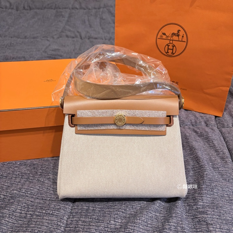 Hermès Mini Herbag 20 最新K刻 金棕金扣 全新全配-1