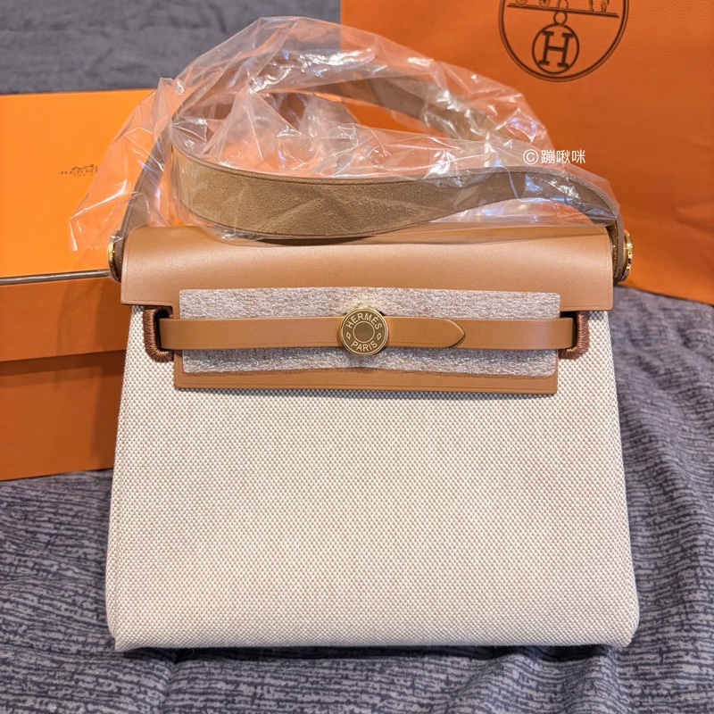 Hermès Mini Herbag 20 最新K刻 金棕金扣 全新全配-11