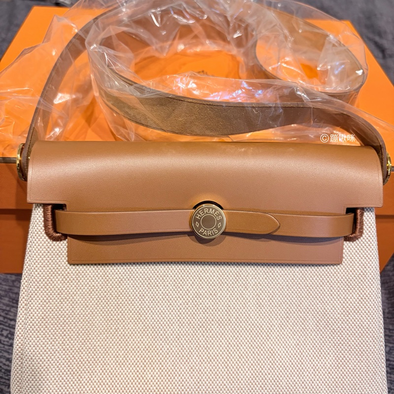 Hermès Mini Herbag 20 最新K刻 金棕金扣 全新全配-13
