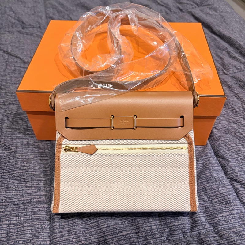 Hermès Mini Herbag 20 最新K刻 金棕金扣 全新全配-15