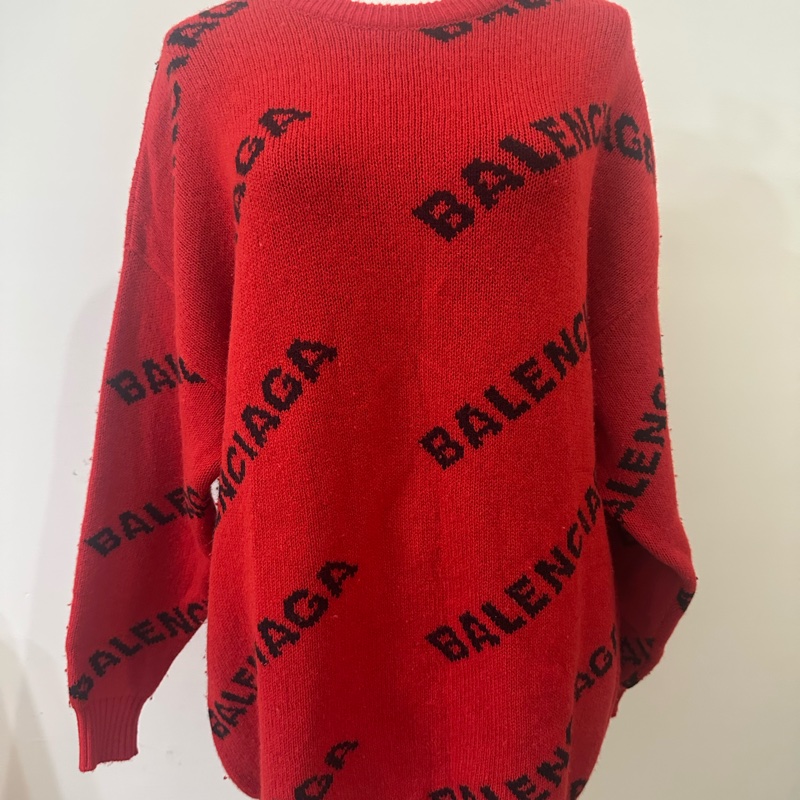 二手巴黎世家紅色毛衣-0