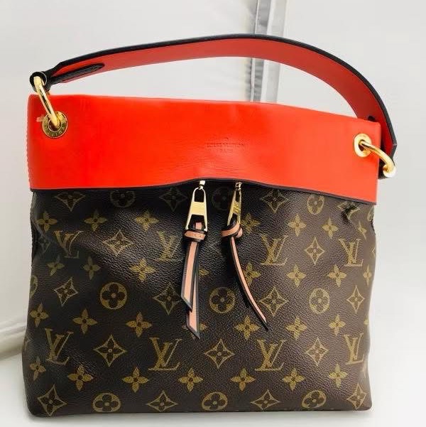 Louis Vuitton牛皮配老花肩背兩用包-4