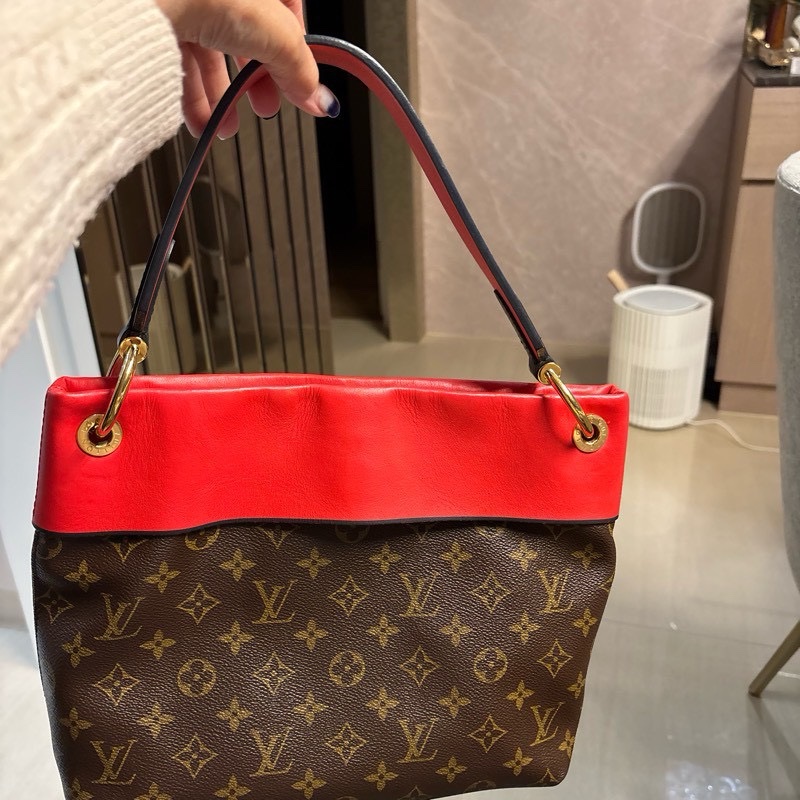 Louis Vuitton牛皮配老花肩背兩用包-7