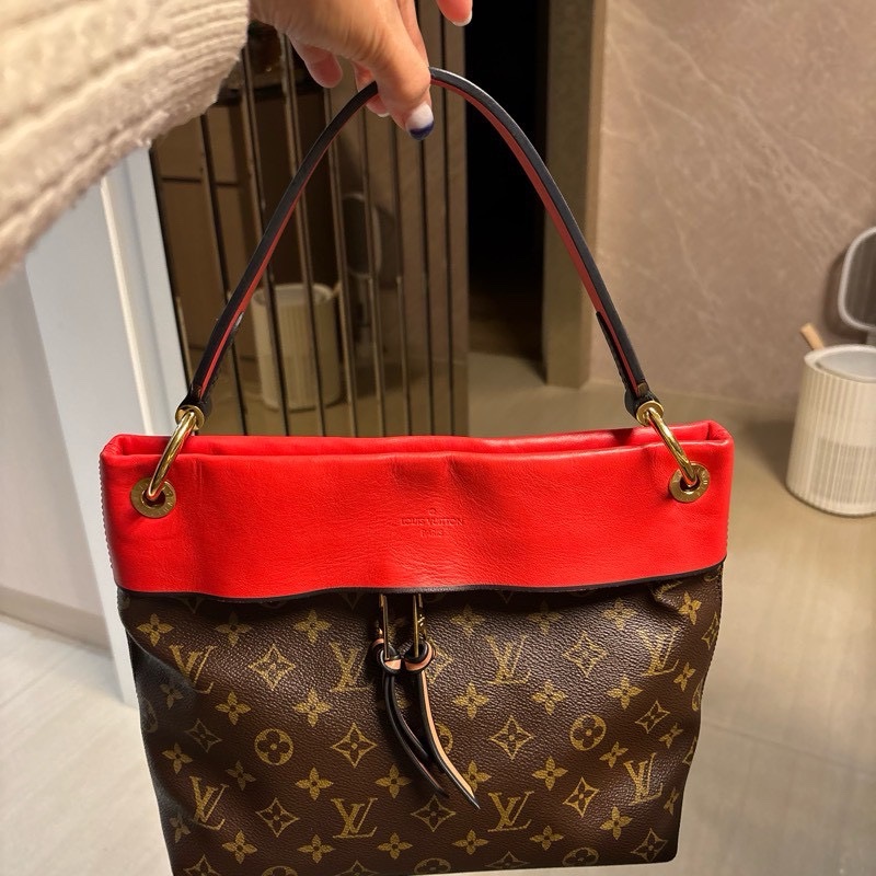 Louis Vuitton牛皮配老花肩背兩用包-8