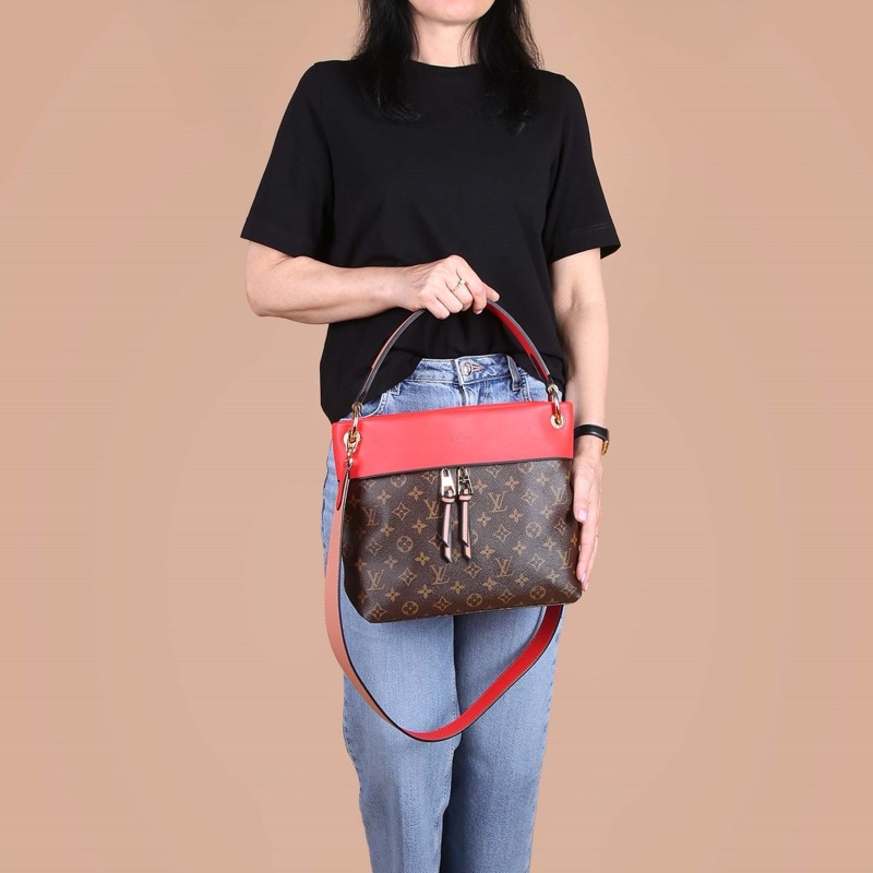 Louis Vuitton牛皮配老花肩背兩用包-9