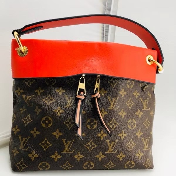 Louis Vuitton牛皮配老花肩背兩用包-11