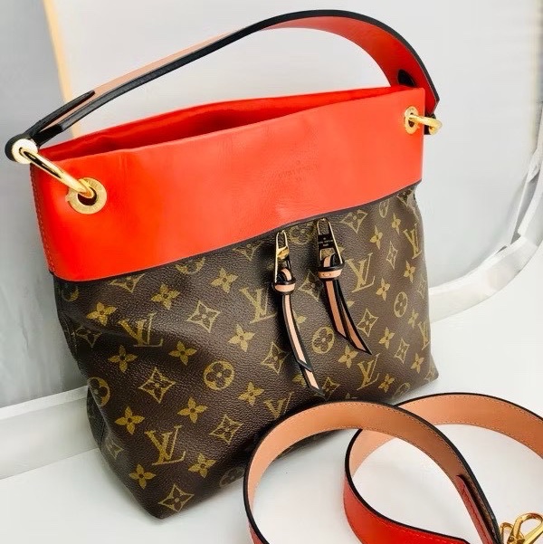 Louis Vuitton牛皮配老花肩背兩用包-12