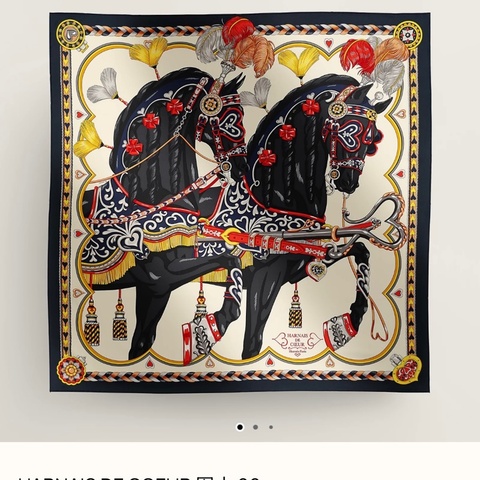 Hermes 心型馬具 HARNAIS DE COEUR 圍巾 90*90絲巾