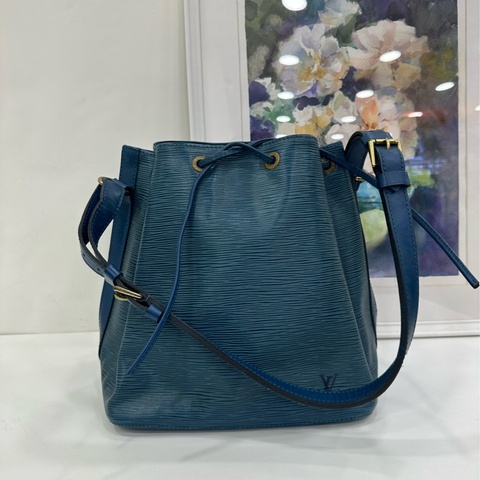 LV路易威登中古水波紋水桶包藍色/26*27*19cm