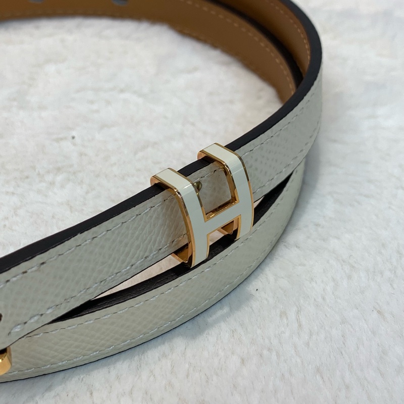 Hermes愛馬仕小牛皮popH腰帶 奶昔白-3