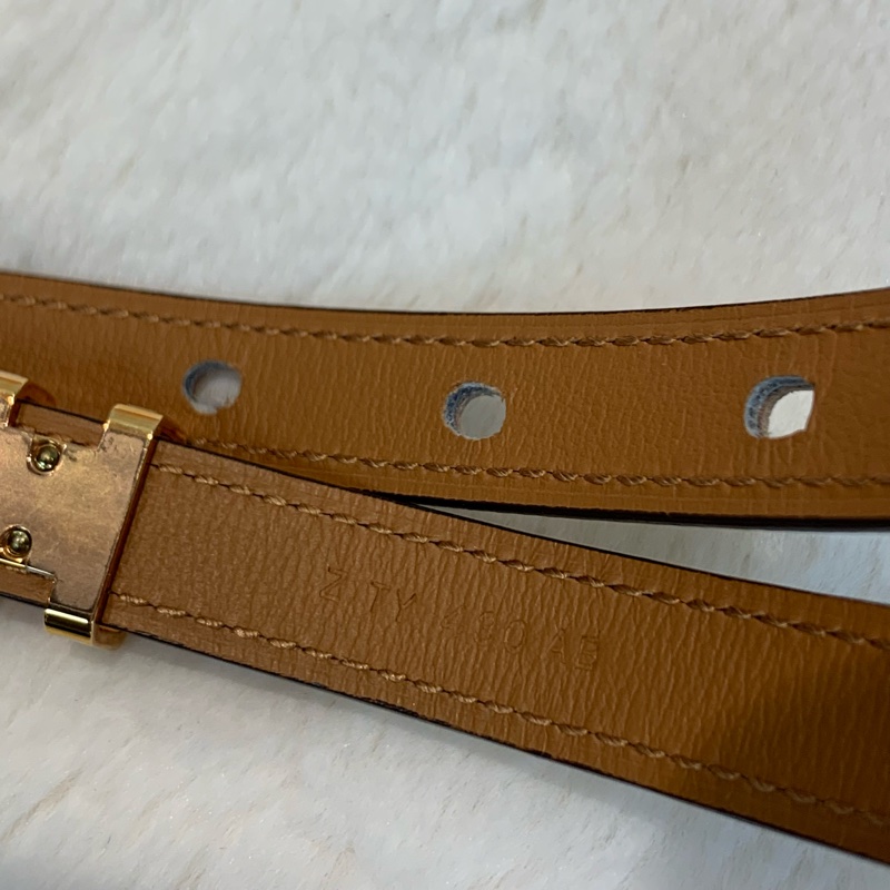 Hermes愛馬仕小牛皮popH腰帶 奶昔白-6