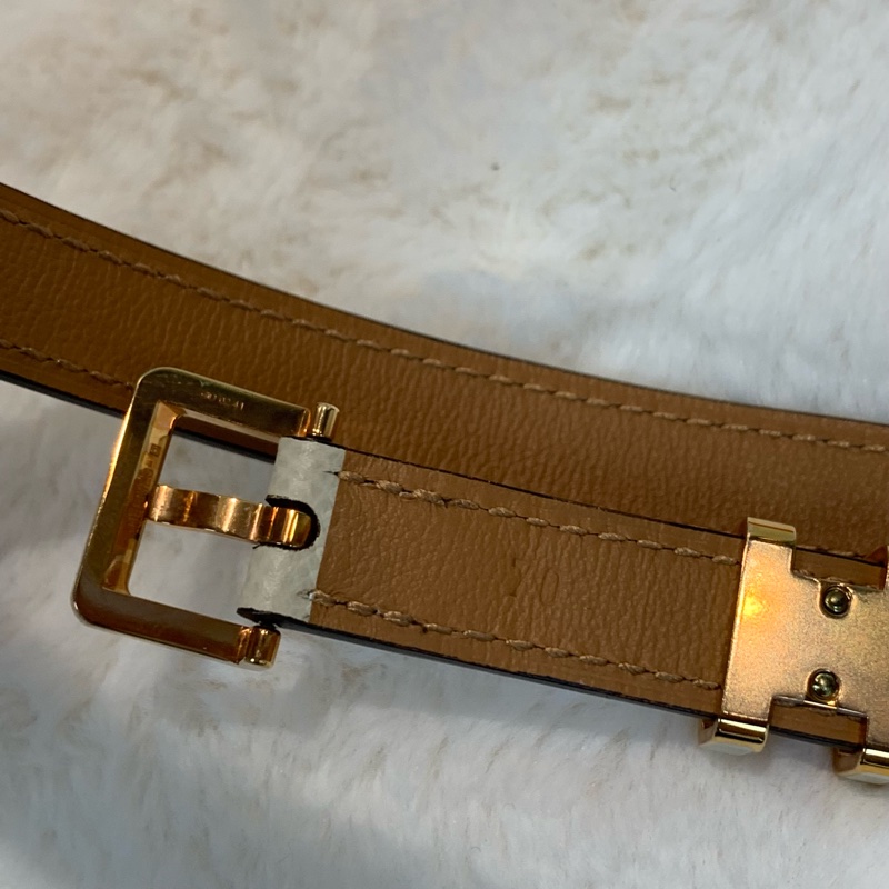 Hermes愛馬仕小牛皮popH腰帶 奶昔白-7