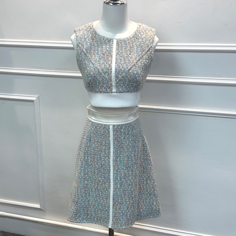 Louis Vuitton 路易威登吊帶羊毛混紡彩色小香風套裝-0