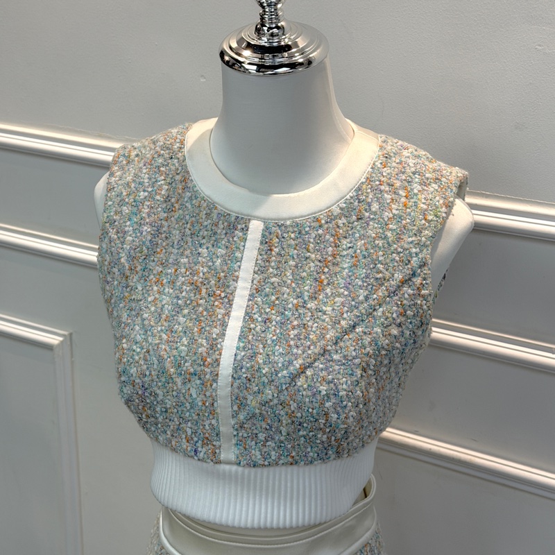 Louis Vuitton 路易威登吊帶羊毛混紡彩色小香風套裝-1