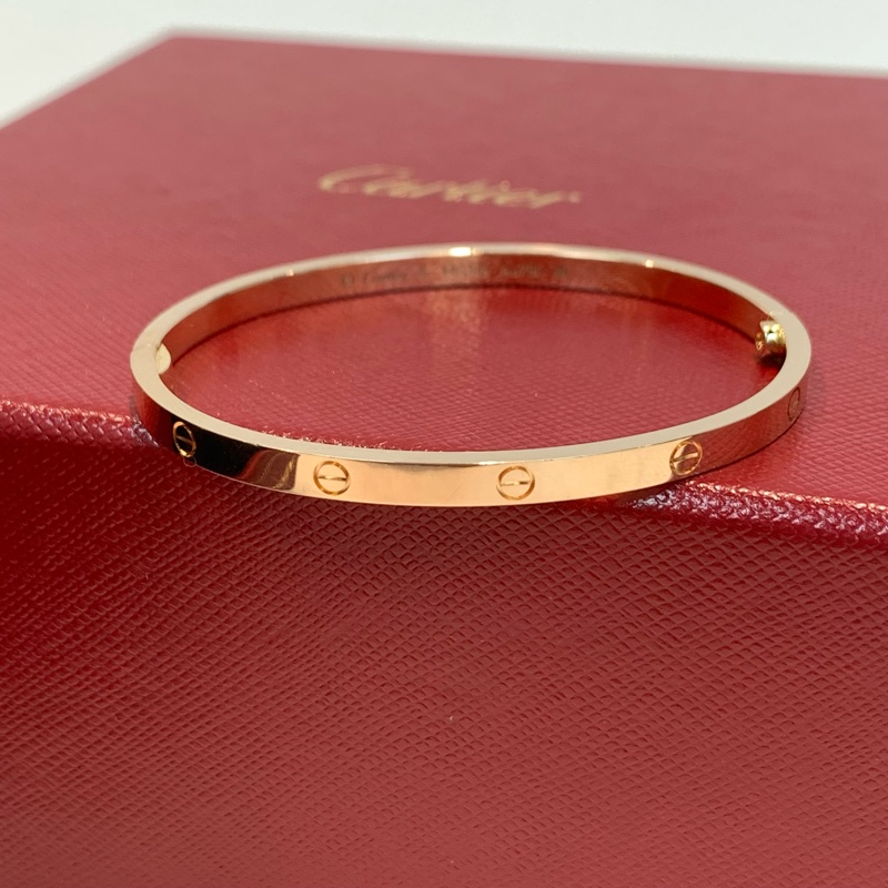 Cartier 卡地亞 18k玫瑰金 love 窄款 16圈口-4