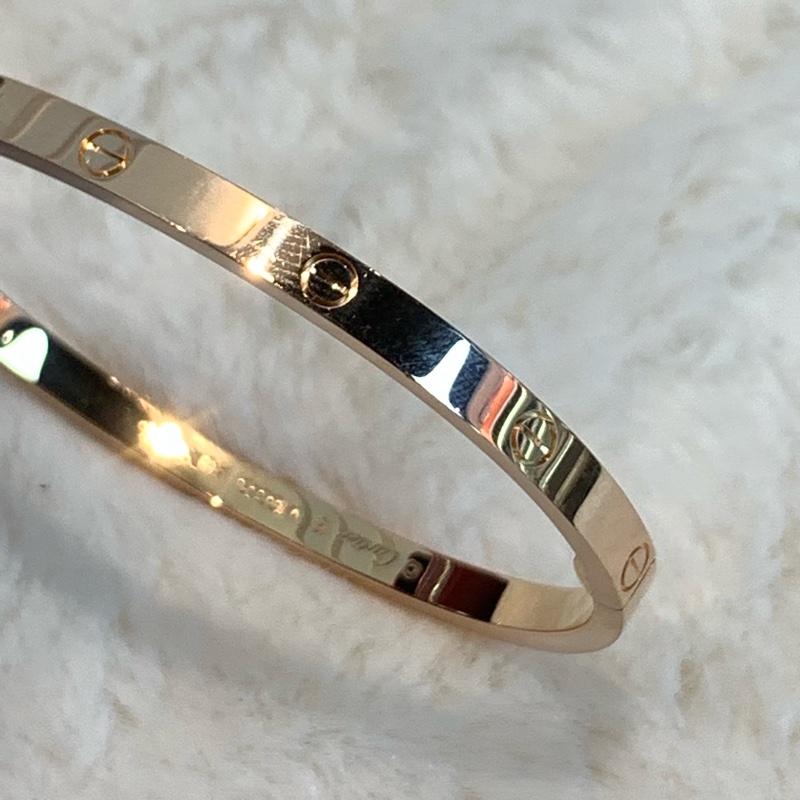 Cartier 卡地亞 18k玫瑰金 love 窄款 16圈口-6
