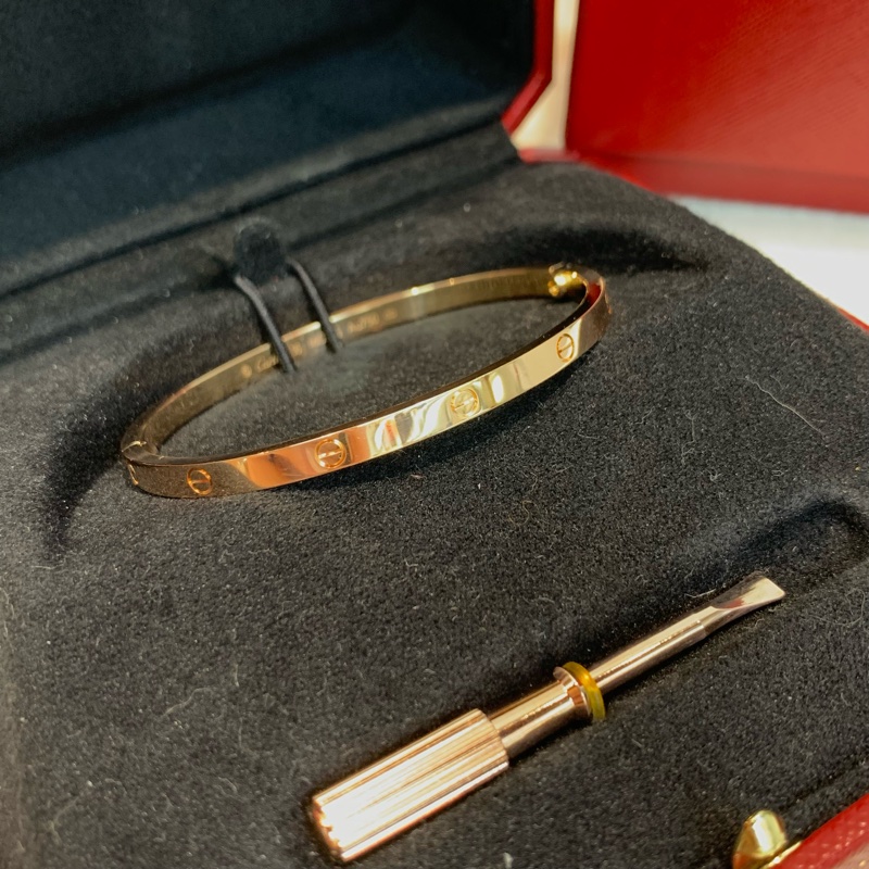 Cartier 卡地亞 18k玫瑰金 love 窄款 16圈口-9