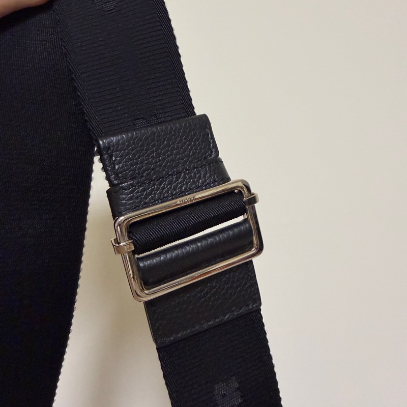 Dior 藍提花布黑牛皮Saddle郵差包-14