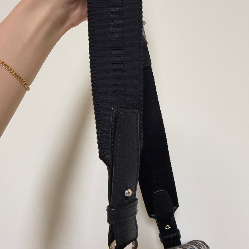 Dior 藍提花布黑牛皮Saddle郵差包-17