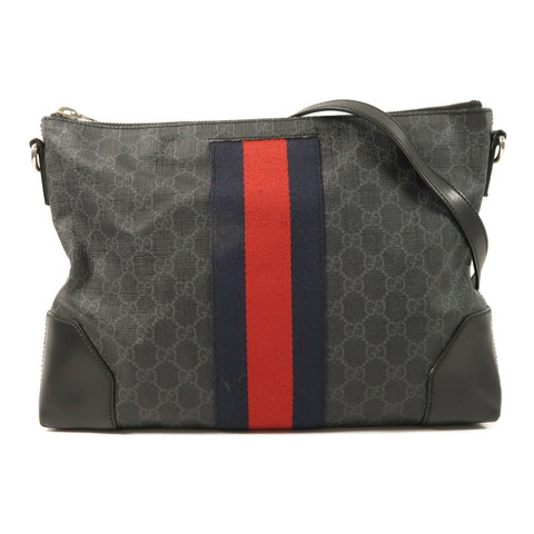 GUCCI 塗層帆布Messenger Bag銀扣肩背袋