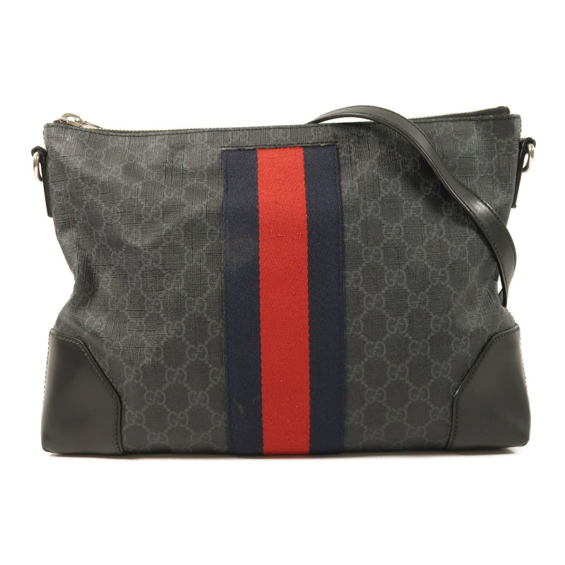 GUCCI 塗層帆布Messenger Bag銀扣肩背袋-0