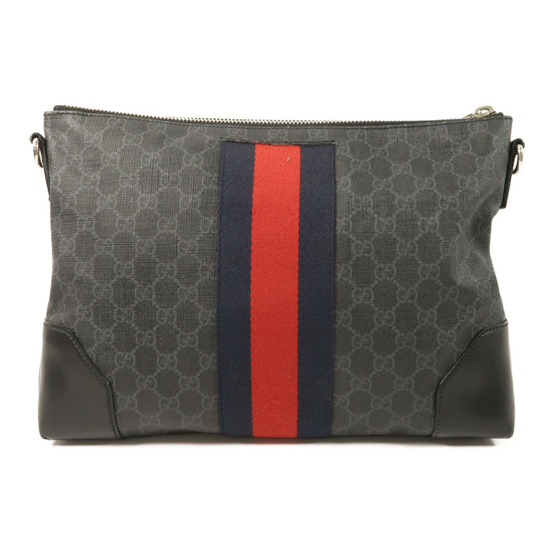 GUCCI 塗層帆布Messenger Bag銀扣肩背袋-1