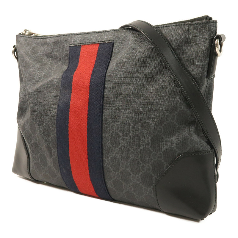 GUCCI 塗層帆布Messenger Bag銀扣肩背袋-2