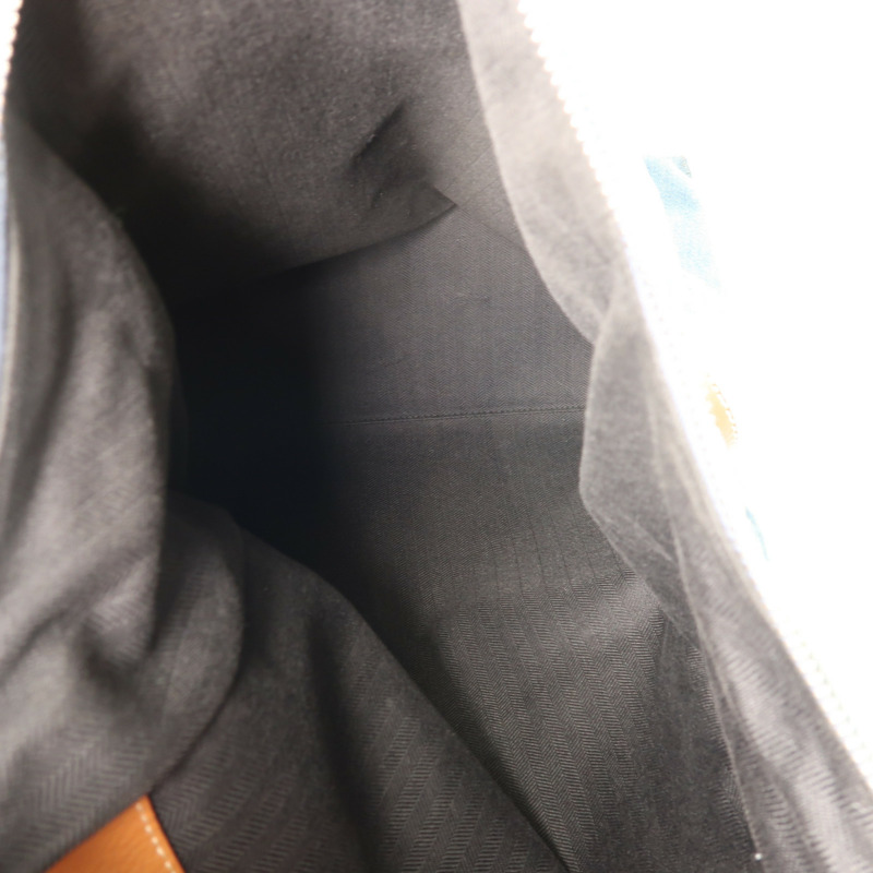 LOEWE 牛仔布/牛皮皮革Rucksack銀扣背包-4