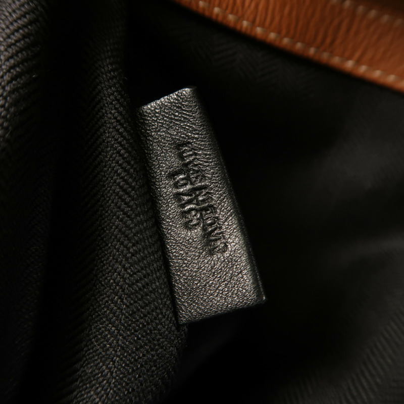 LOEWE 牛仔布/牛皮皮革Rucksack銀扣背包-6