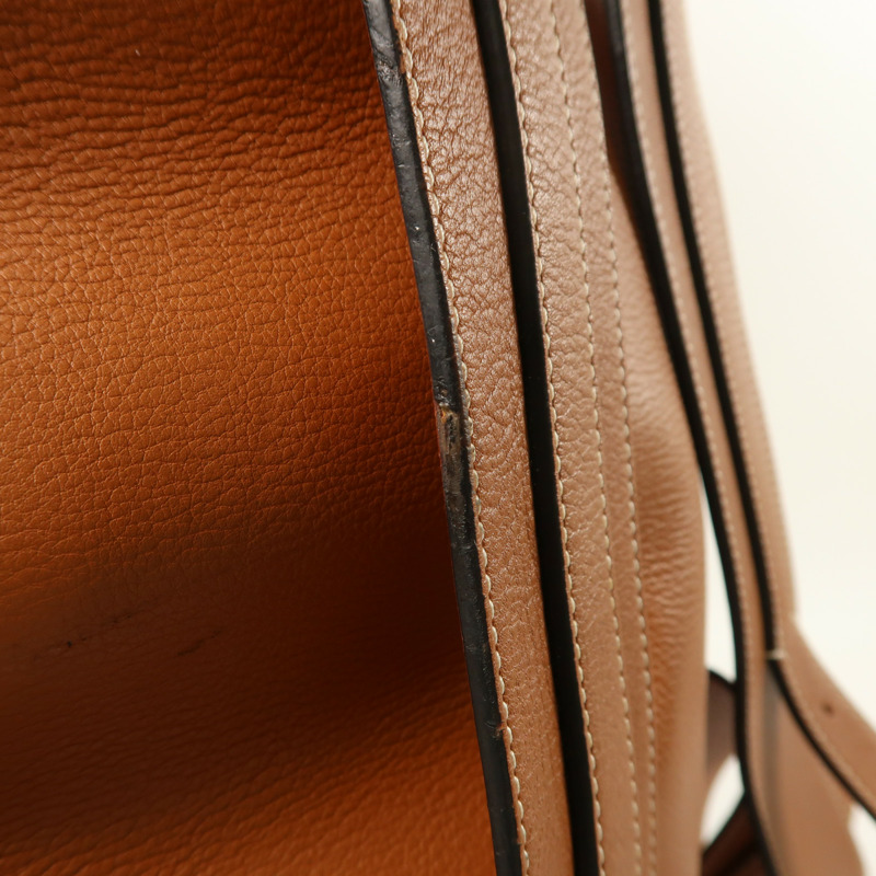 LOEWE 牛仔布/牛皮皮革Rucksack銀扣背包-12
