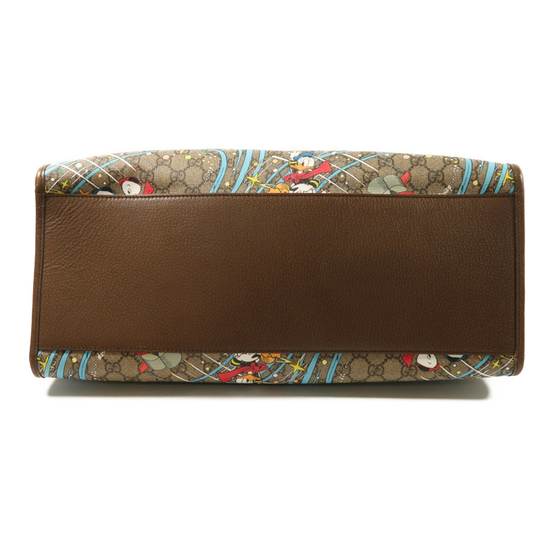 GUCCI 塗層帆布/牛皮皮革Gucci x Disney Donald Duck金扣手挽袋-3